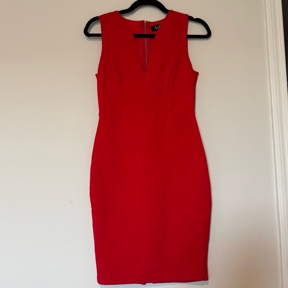 Lulu’s Deep V-Neck Bodycon Double Full Zipper Back Stretch Dress medium - Picture 1 of 11